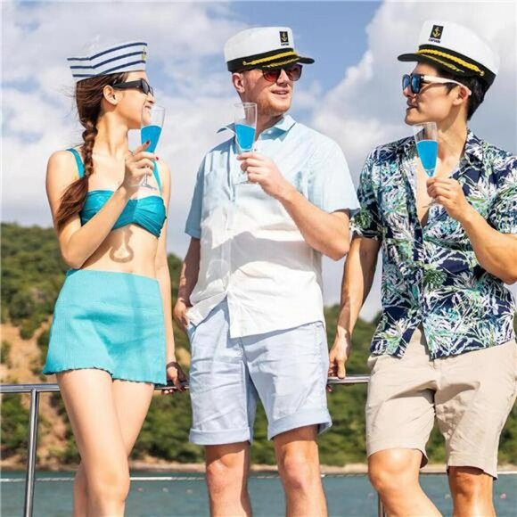 Captain Sailor Costume Set Hat Scarf Sunglasses Nautical Party Accessories - Picture 6 of 8